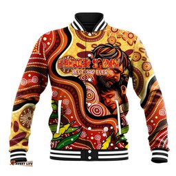 Custom Father's Day Australia Baseball Jacket Best Dad Ever Aboriginal Art DT02