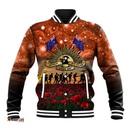The Rising Sun Badge ANZAC Baseball Jacket Last Post Field of Poppy Starry Night Style