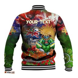 Personalised Australia Rugby Raiders ANZAC Baseball Jacket Canberra Scratch Style DT02