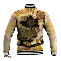 Australia Opal Wombat Baseball Jacket Aussie Aboriginal Art