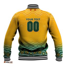 Personalised Australia Matildas Baseball Jacket Tillies Aboriginal Simple Yellow DT02