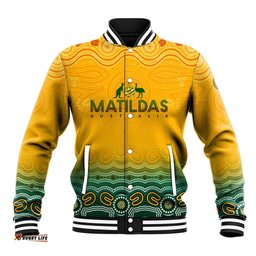 Personalised Australia Matildas Baseball Jacket Tillies Aboriginal Simple Yellow DT02