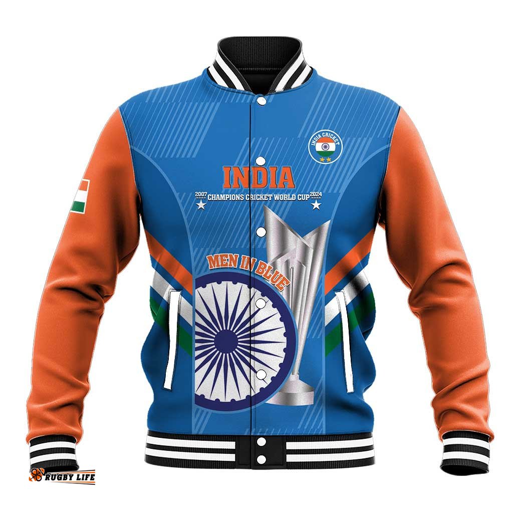 Custom India Cricket Baseball Jacket 2nd Champions World Cup Men In Blue