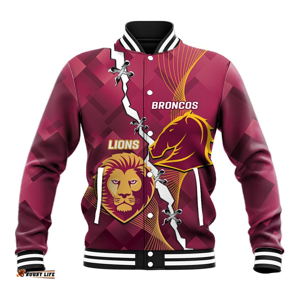 Personalised Lions Football And Broncos Rugby Baseball Jacket Sporty Version
