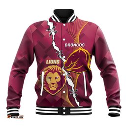 Personalised Lions Football And Broncos Rugby Baseball Jacket Sporty Version