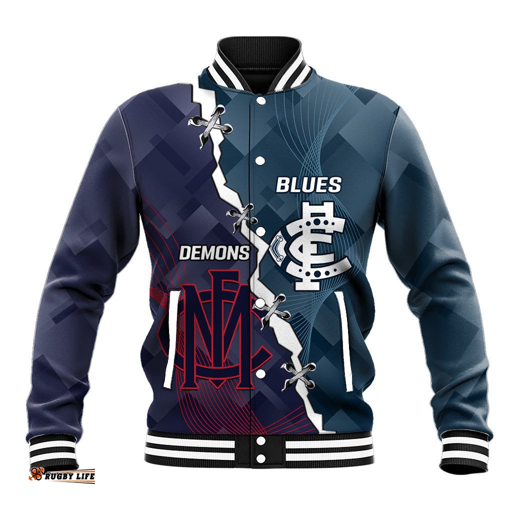 Personalised Demons And Blues Football Baseball Jacket Sporty Version