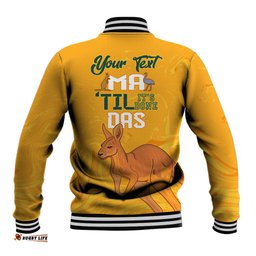 Personalised Matildas Australia Day Baseball Jacket Proud To Be Tillies Gold Version
