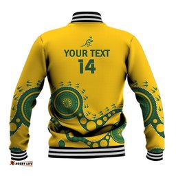 Custom Australia Rugby Baseball Jacket Go Wallaroos 2024 Pacific Aboriginal Art