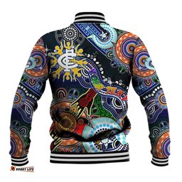 Custom NAIDOC Week 2024 Carlton Blues Baseball Jacket Australia Aboriginal Dot Painting DT02
