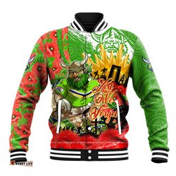 Personalised Mascot Raiders ANZAC Baseball Jacket Lest We Forget DT02