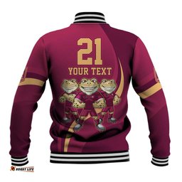 Custom QLD Maroons Cane Toad Baseball Jacket Queensland Origin No3