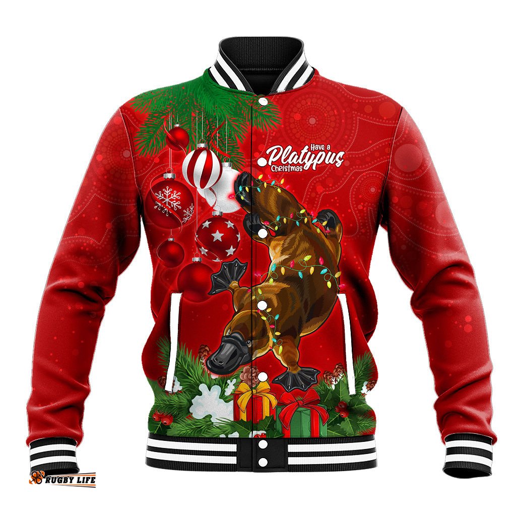 Platypus Lover Baseball Jacket Australia Merry Christmas Aboriginal