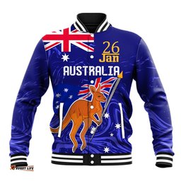 Proud To Be Australia Day Baseball Jacket Kangaroo with Flag Color
