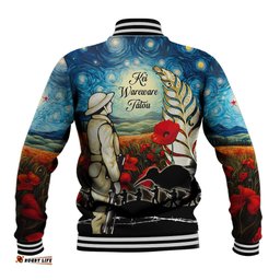 Kei Wareware Tatou New Zealand ANZAC Day Baseball Jacket Starry Night Inspo Style