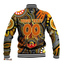 Personalised NAIDOC Week 2024 GWS Giants Baseball Jacket Australian Aboriginal Hand Painting DT02