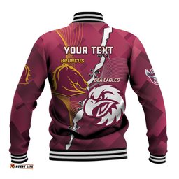 Personalised Broncos And Eagles Rugby Baseball Jacket Sporty Version