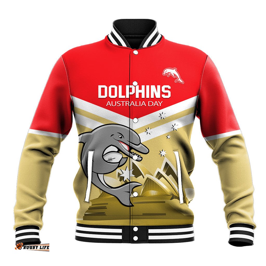 Custom Australia Day Dolphins Baseball Jacket NRL 2024 With Sydney Opera House