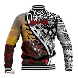 Personalised New Zealand Waitangi and ANZAC day Baseball Jacket