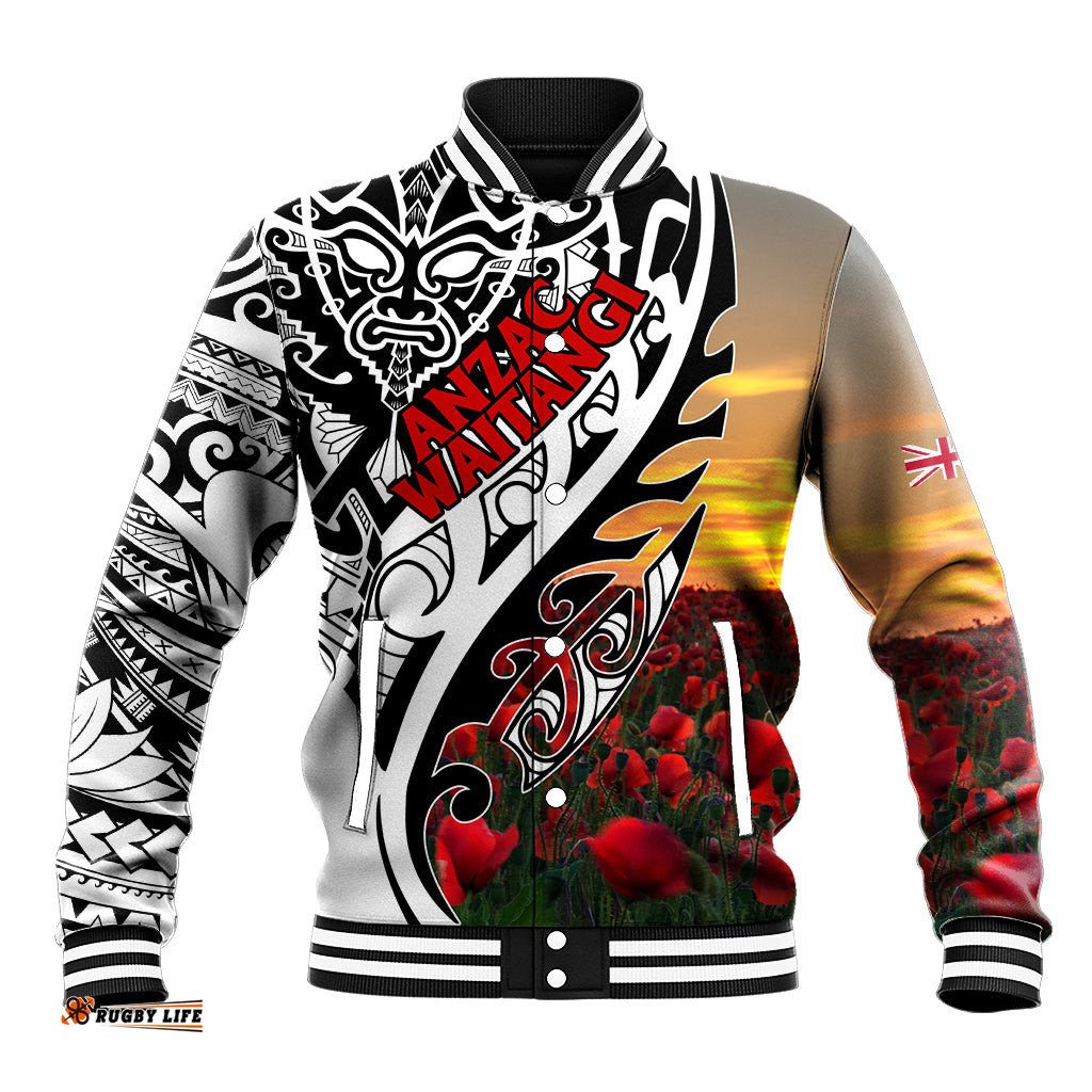 Personalised New Zealand Waitangi and ANZAC day Baseball Jacket