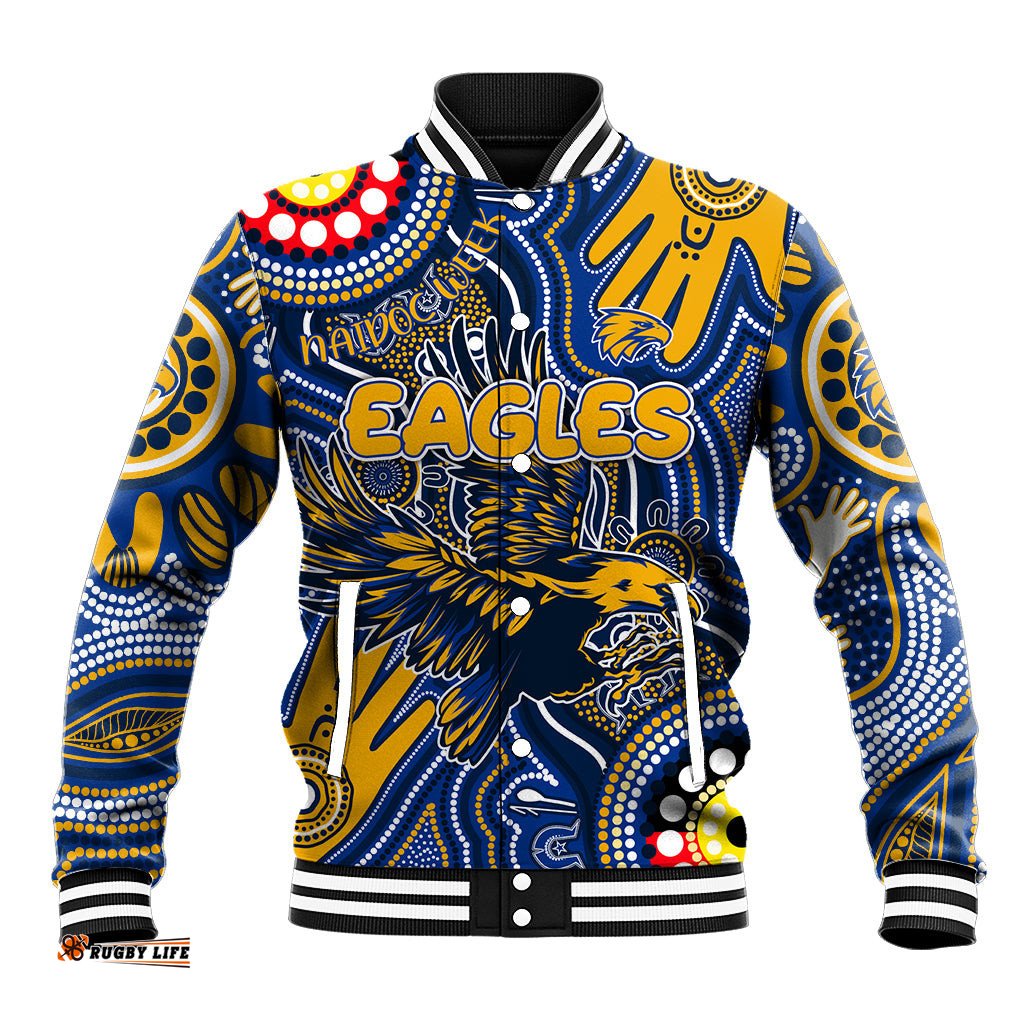 Personalised NAIDOC Week 2024 West Coast Eagles Baseball Jacket Australian Aboriginal Hand Painting DT02