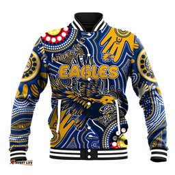 Personalised NAIDOC Week 2024 West Coast Eagles Baseball Jacket Australian Aboriginal Hand Painting DT02