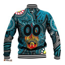 Personalised NAIDOC Week 2024 Port Adelaide Power Baseball Jacket Australian Aboriginal Hand Painting DT02