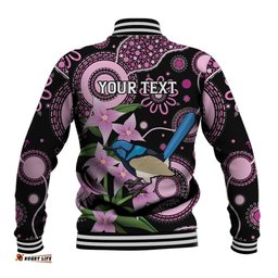 Personalised Australia Boronia And Malurus Cyaneus Baseball Jacket Aboriginal Art