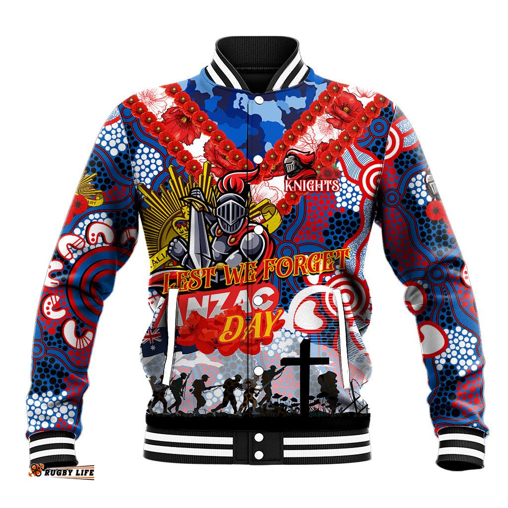 Personalised Knights ANZAC Day Baseball Jacket Aboriginal Rising Sun DT02