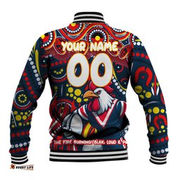 Custom Australia NAIDOC Week 2024 Baseball Jacket Sydney Roosters Mascot Keep The Fire Burning DT02