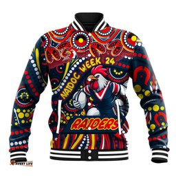 Custom Australia NAIDOC Week 2024 Baseball Jacket Sydney Roosters Mascot Keep The Fire Burning DT02