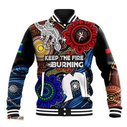 NAIDOC Week 2024 Indigenous Baseball Jacket Keep The Fire Burning