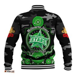 Melbourne Stars ANZAC 2024 Baseball Jacket Lest We Forget Poppy Mix Camouflage