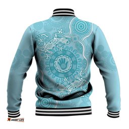 Blue Australia Lizard With Aboriginal Art Baseball Jacket