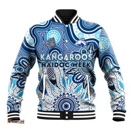 Personalised Kangaroos NAIDOC Week 2024 Baseball Jacket Aussie Aboriginal Art DT02