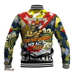 Personalised Cowboys ANZAC Day Baseball Jacket Aboriginal Rising Sun DT02