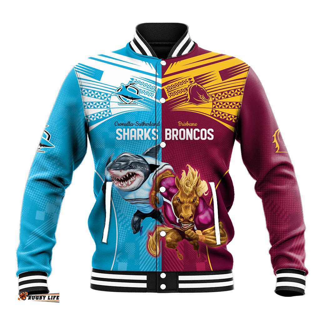 Custom Broncos and Sharks Baseball Jacket Sporty Style