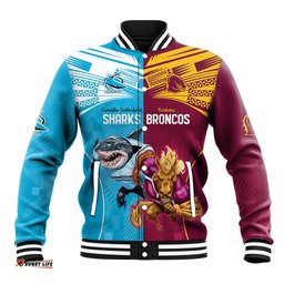 Custom Broncos and Sharks Baseball Jacket Sporty Style