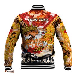Personalised Tigers ANZAC Day Baseball Jacket Aboriginal Rising Sun DT02