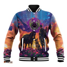 Australia Animals ANZAC Baseball Jacket Dog And Horse Heroes Also Served