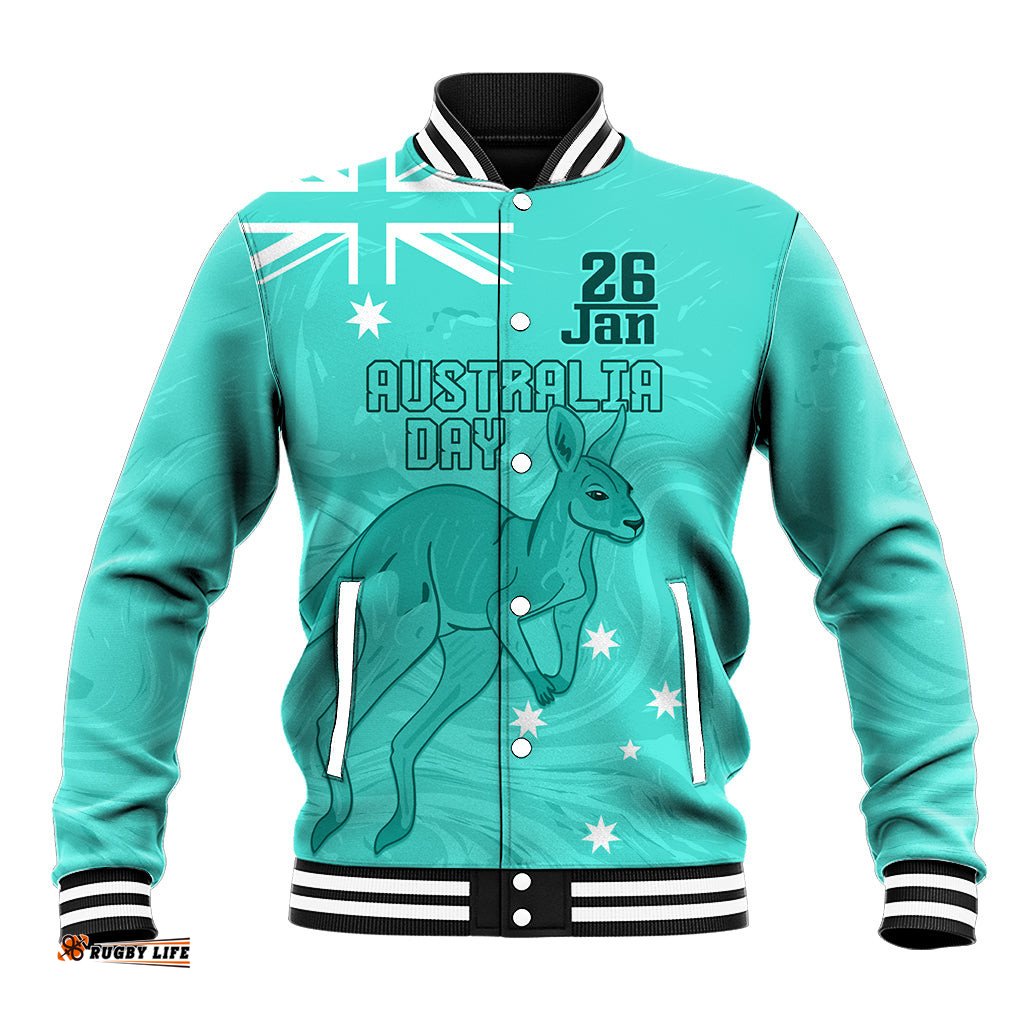 Personalised Matildas Australia Day Baseball Jacket Proud To Be Tillies Turquoise Version