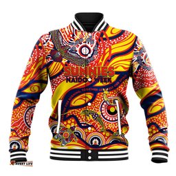 Custom NAIDOC Week 2024 Sunnies Baseball Jacket Aboriginal Animals Keep The Fire Burning DT02