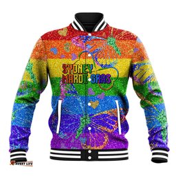 Sydney Mardi Gras Baseball Jacket Pride Rainbow Glitter Colorful Style