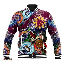Personalised Broncos NAIDOC Week 2024 Baseball Jacket Australia Aboriginal Dot Painting DT02