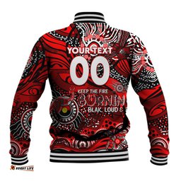 Custom NAIDOC Week 2024 Bombers Baseball Jacket Aboriginal Animals Keep The Fire Burning DT02