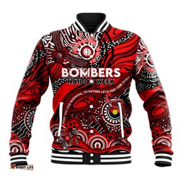 Custom NAIDOC Week 2024 Bombers Baseball Jacket Aboriginal Animals Keep The Fire Burning DT02