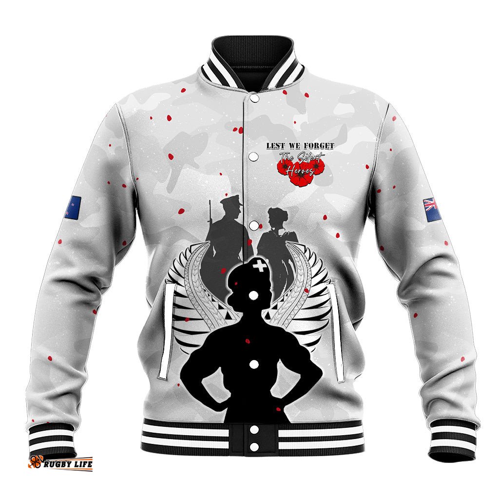 New Zealand ANZAC Day Baseball Jacket For The Nurse Lest We Forget