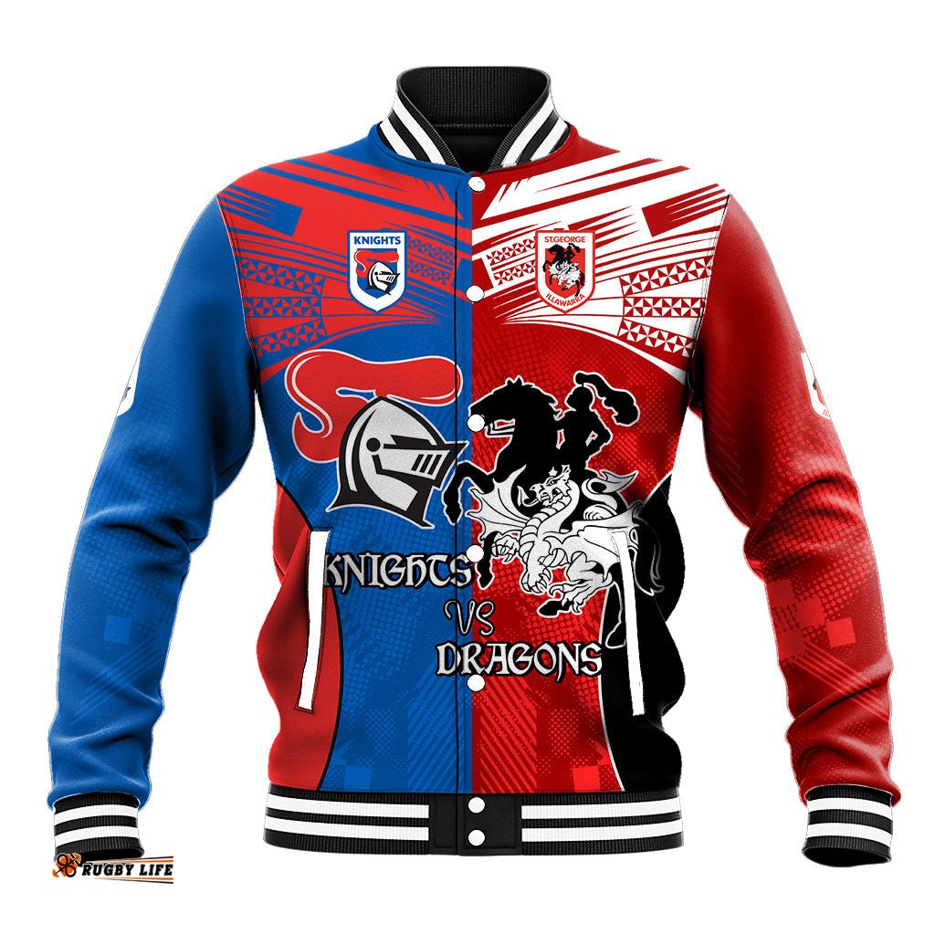NRL Dragons and Knights Sporty Style Baseball Jacket