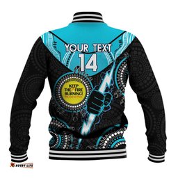 Custom AFL Power NAIDOC Week Baseball Jacket Keep The Fire Burning Indigenous Art