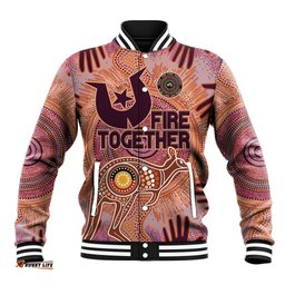 Fire Together NAIDOC 2024 Baseball Jacket Indigenous Cultural Spirit