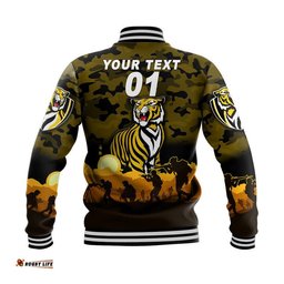 Custom Personalised Richmond Tigers ANZAC Baseball Jacket Simple Style - Black